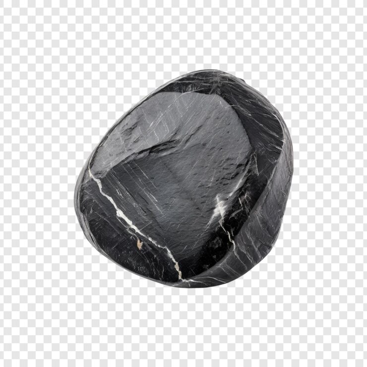 PSD pedra polida preta seixos lisa rocha natural rio mineral geologia espécime isolado backg