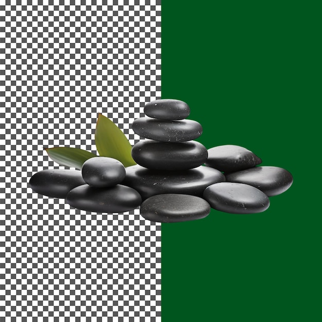 Pedras pretas empilhadas para meditação pacífica e atenção plena em fundo transparente png psd