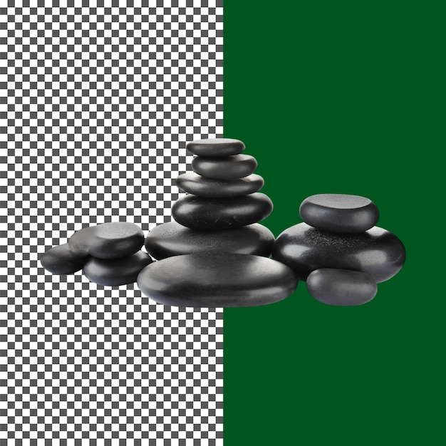 Pedras pretas empilhadas para meditação pacífica e atenção plena em fundo transparente png psd