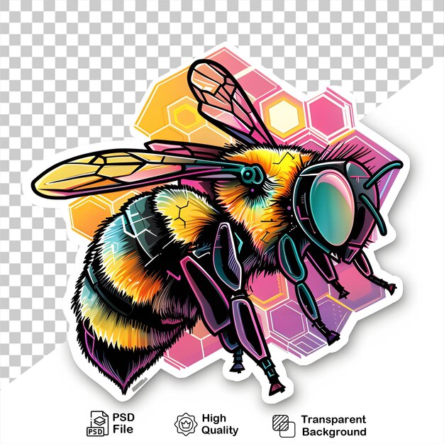 Una pegatina de abeja en un fondo transparente