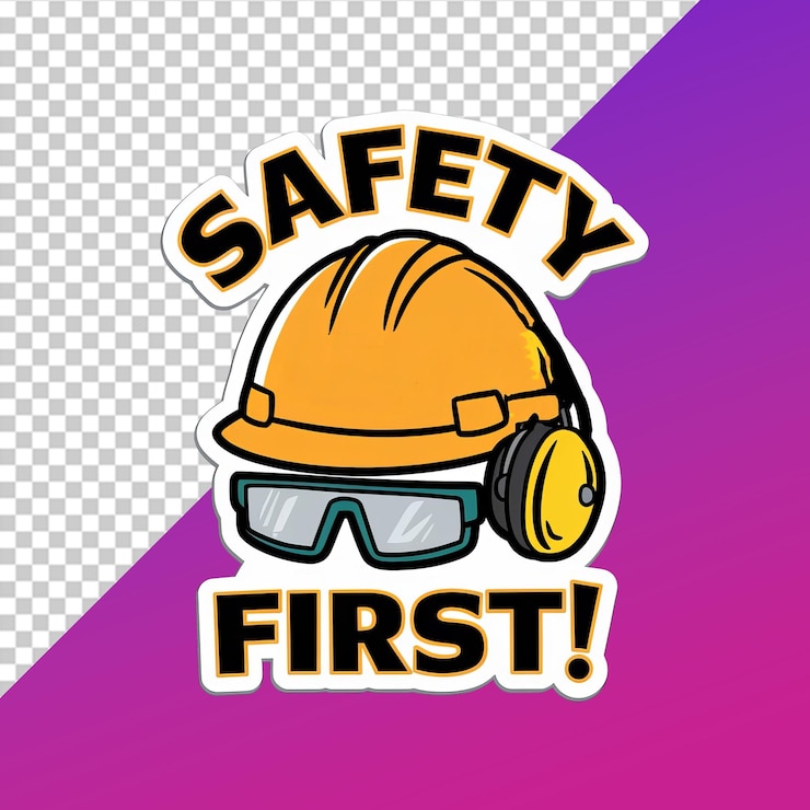 PSD una pegatina de un casco de seguridad que dice seguridad primero