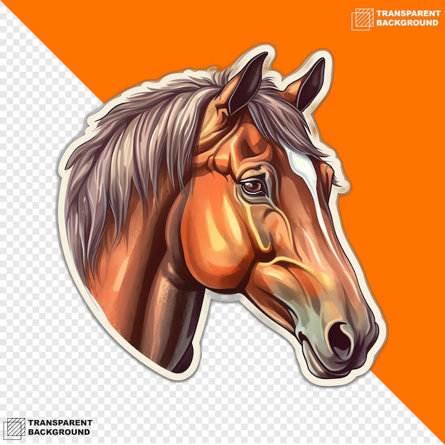 PSD pegatina digital de cabeza de caballo aislada sobre fondo transparente