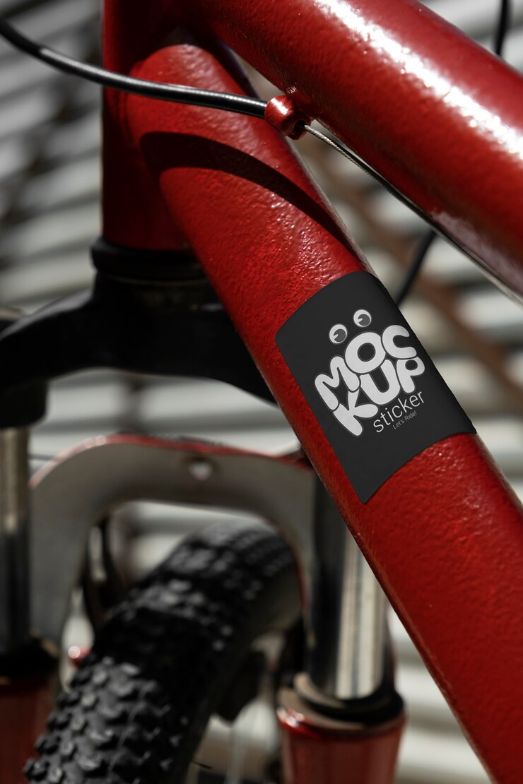 PSD pegatina en maqueta de bicicleta