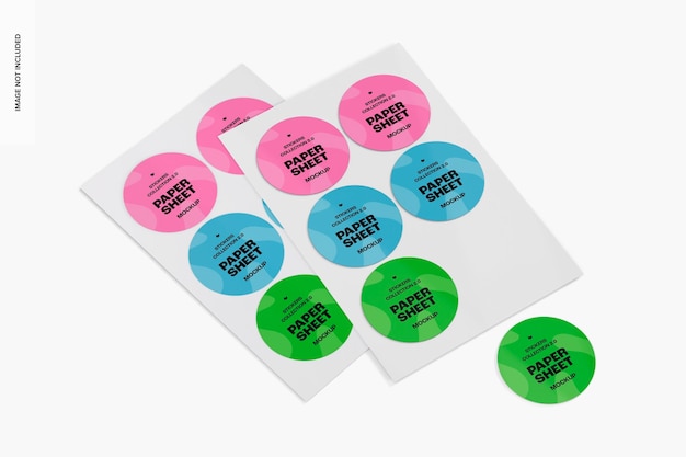 Pegatinas Hojas de papel Mockup, Perspectiva