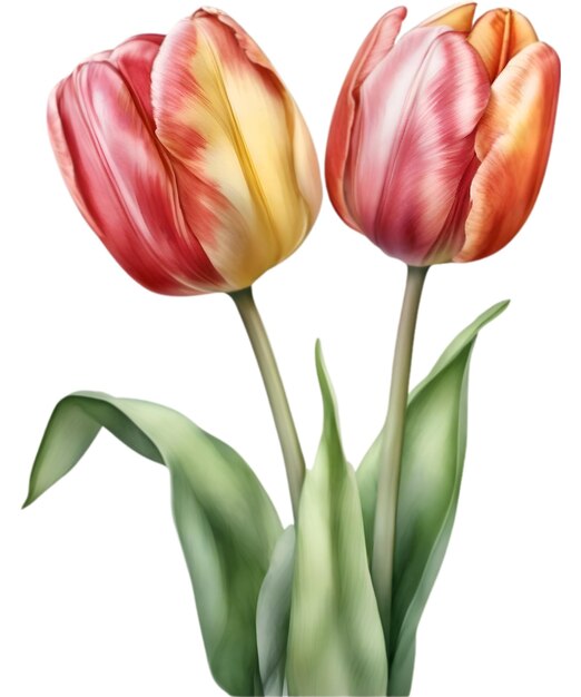 Peinture à l'aquarelle colorée de tulipes