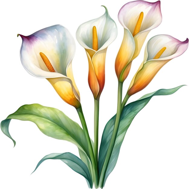 PSD peinture à l'aquarelle d'une fleur de calla lily