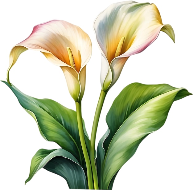 PSD peinture à l'aquarelle d'une fleur de calla lily