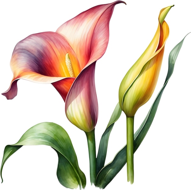 PSD peinture à l'aquarelle d'une fleur de calla lily