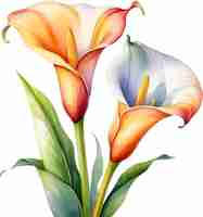 PSD peinture à l'aquarelle d'une fleur de calla lily