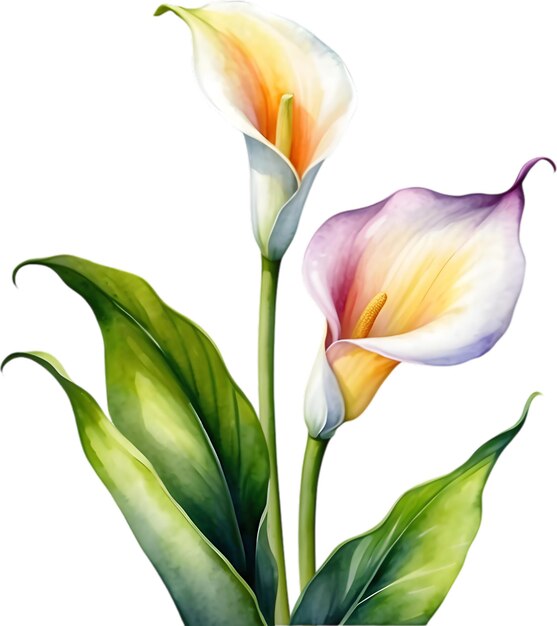 PSD peinture à l'aquarelle d'une fleur de calla lily