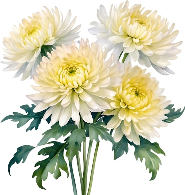 PSD peinture à l'aquarelle d'une fleur de chrysanthème