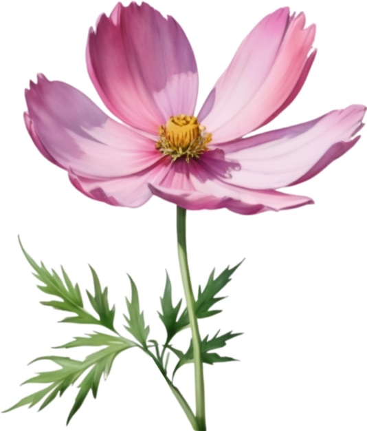 Peinture à L'aquarelle D'une Fleur De Cosmos