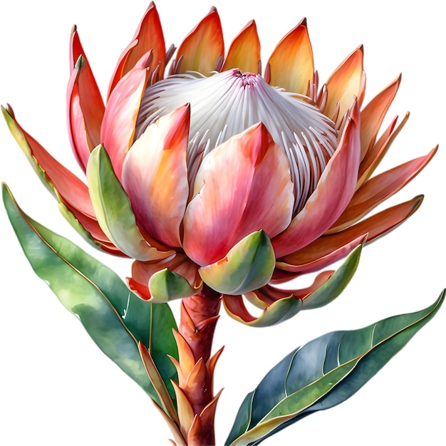 PSD peinture à l'aquarelle de la fleur du roi protea