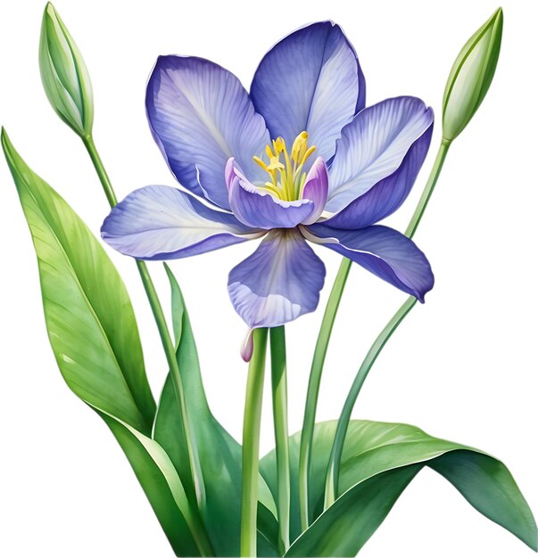 Peinture à L'aquarelle D'une Fleur De Hyacinthes D'eau