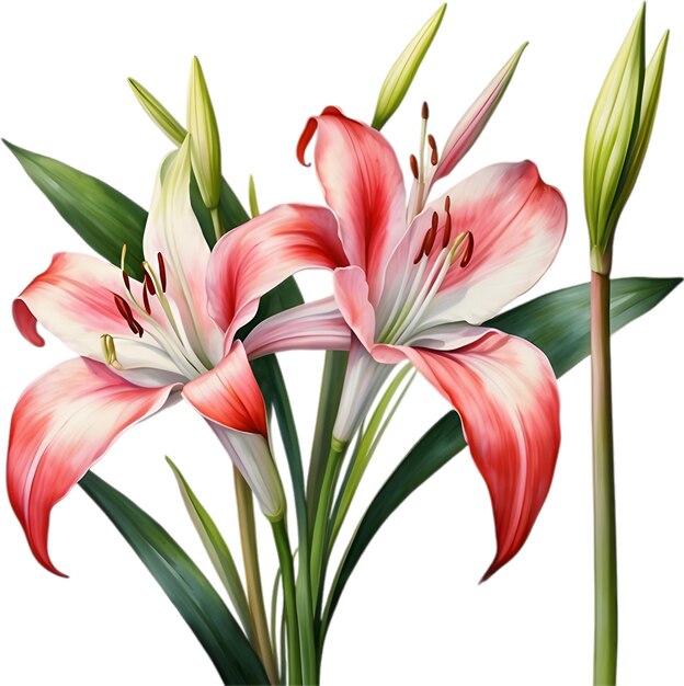 PSD peinture à l'aquarelle de la fleur de lys crinum