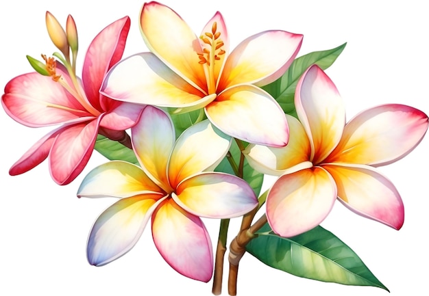 PSD peinture à l'aquarelle de la fleur de plumeria aigenerated