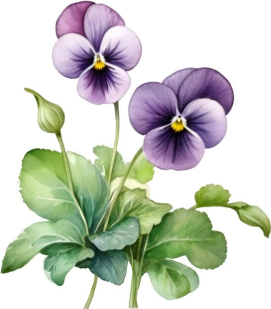 Peinture à L'aquarelle D'une Fleur Violette Fleur De Viola Sororia