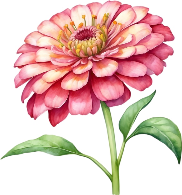 PSD peinture à l'aquarelle d'une fleur de zinnia