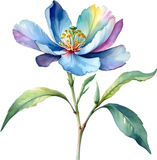 Peinture D'aquarelle De Fleurs Avec Des Feuilles