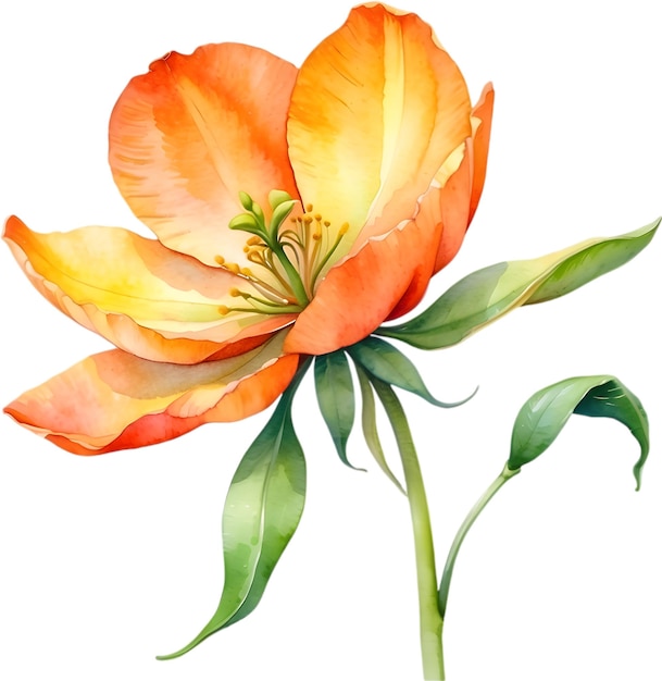 Peinture D'aquarelle De Fleurs Avec Des Feuilles