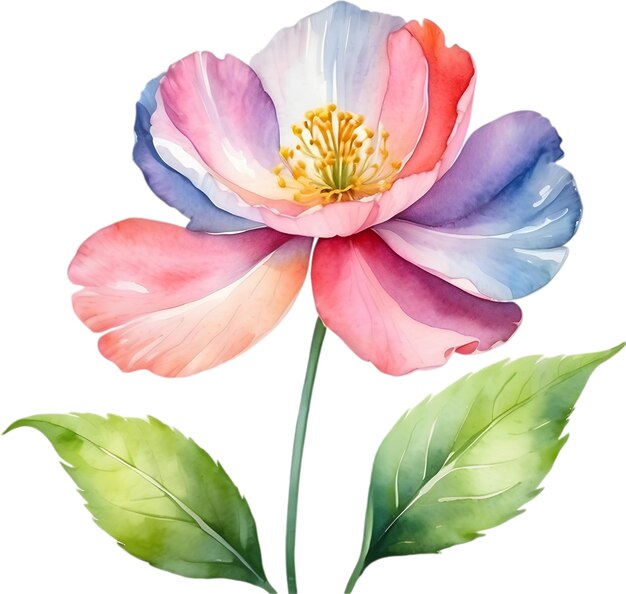 Peinture D'aquarelle De Fleurs Avec Des Feuilles