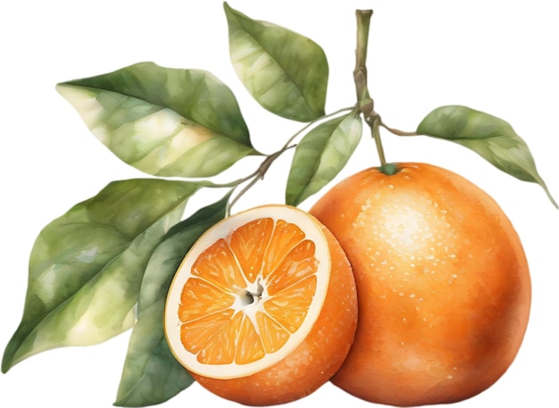 PSD peinture à l'aquarelle de fruits d'orange