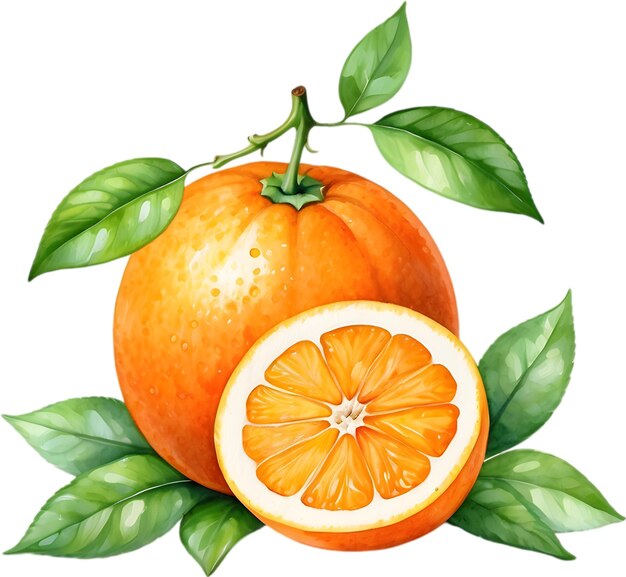 Peinture à L'aquarelle De Fruits D'orange