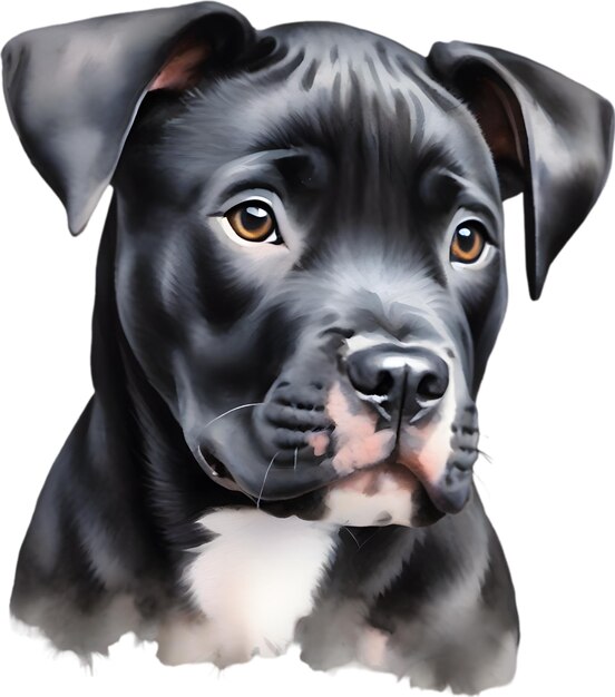 PSD peinture à l'aquarelle d'un mignon pitbull