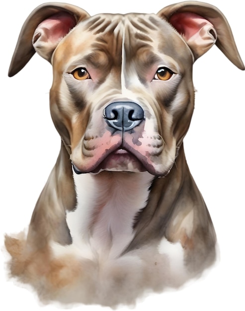 PSD peinture à l'aquarelle d'un mignon pitbull