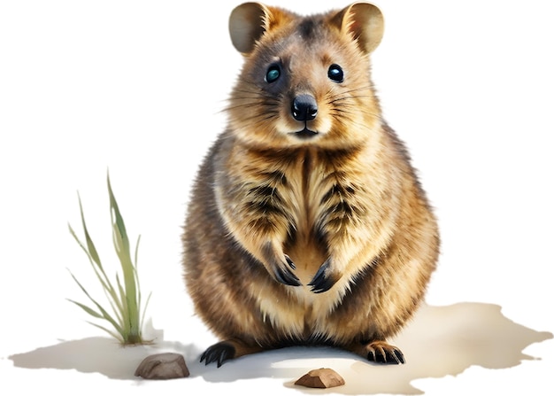 PSD peinture à l'aquarelle d'un mignon quokka