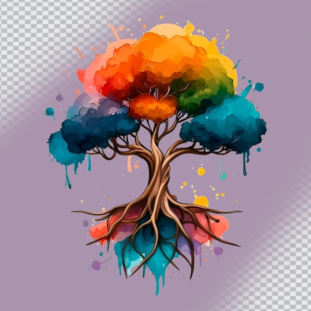 Peinture à L'aquarelle Numérique Psd D'un Arbre