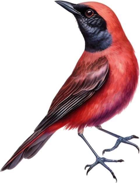 Peinture à L'aquarelle De L'oiseau Chat Cramoisi