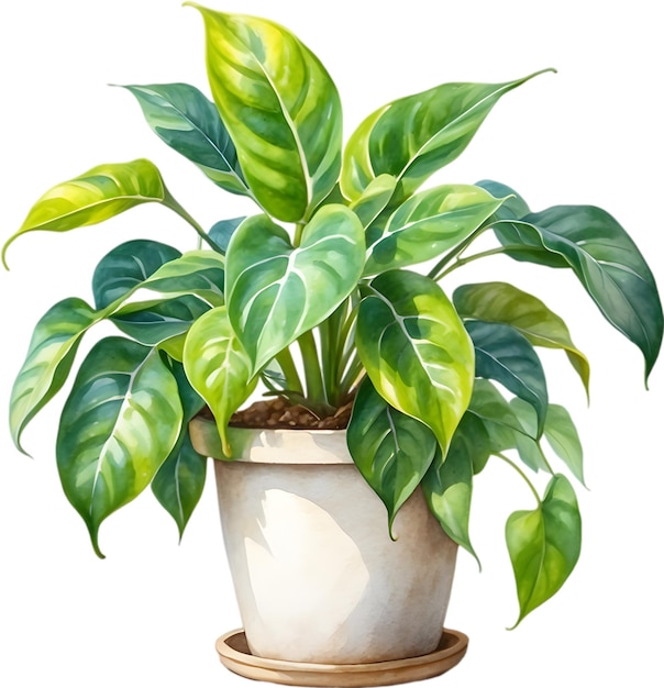 PSD peinture à l'aquarelle de la plante philodendron brasil