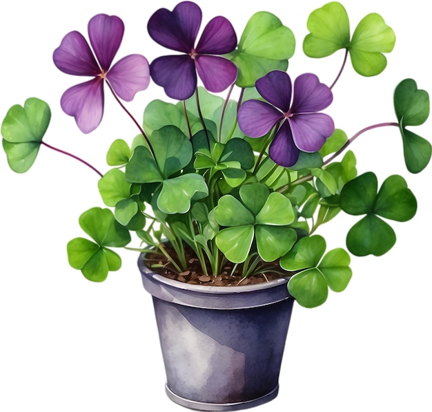 PSD peinture à l'aquarelle de la plante de shamrock pourpre