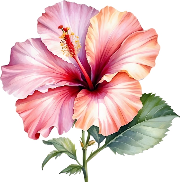 PSD peinture à l'aquarelle de la rose de sharon hibiscus syriacus fleur