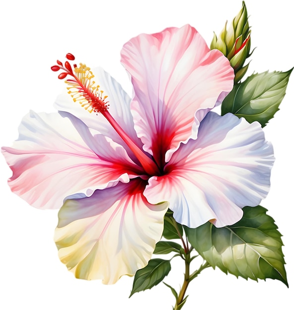 PSD peinture à l'aquarelle de la rose de sharon hibiscus syriacus fleur