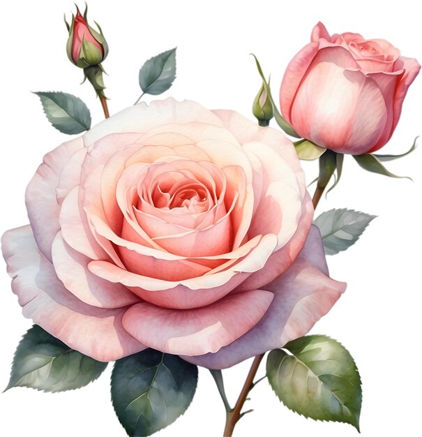 PSD peinture à l'aquarelle de rose