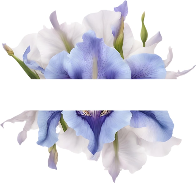 PSD peinture colorée du cadre floral d'iris