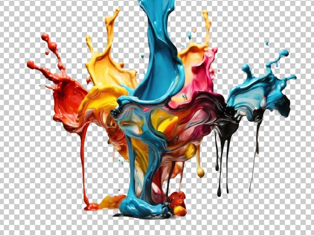 PSD peinture éclaboussée dans des couleurs vives mouvement liquide png