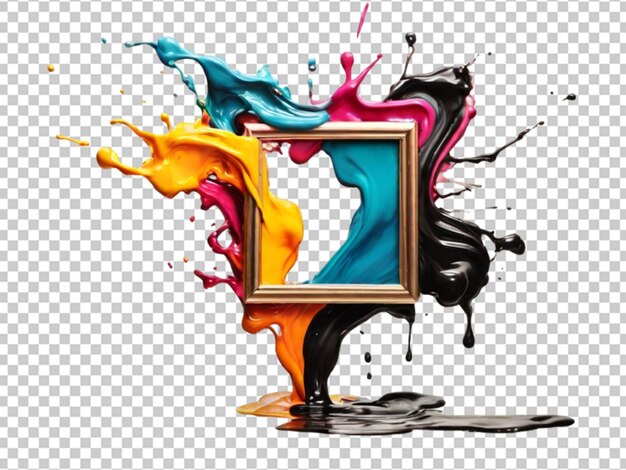 Peinture éclaboussée Dans Des Couleurs Vives Mouvement Liquide Png