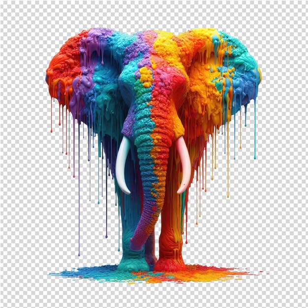 Une Peinture D'un éléphant Avec Un Fond De Couleur Arc-en-ciel