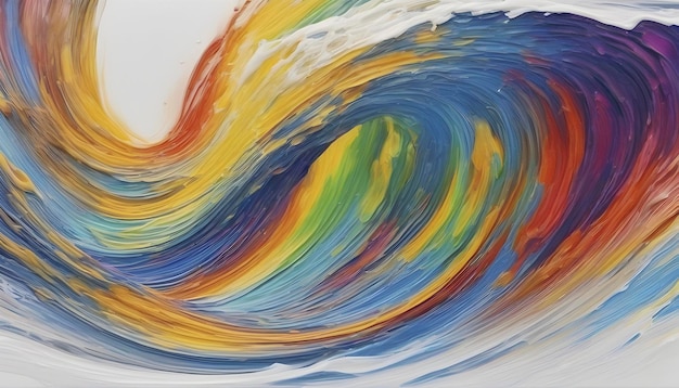 PSD peinture à l'huile des vagues d'arc-en-ciel à l'aide de la technique du pinceau