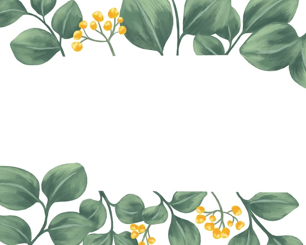 Peinture d'illustration du cadre et de la bordure des plantes