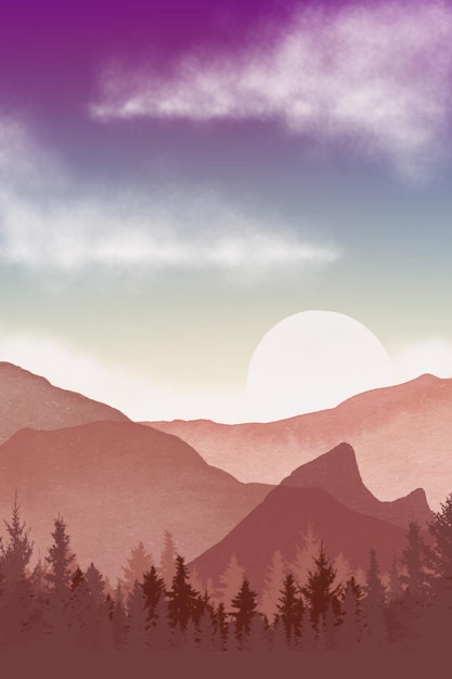 Peinture de montagne abstraite, fond abstrait, vecteur Premium
