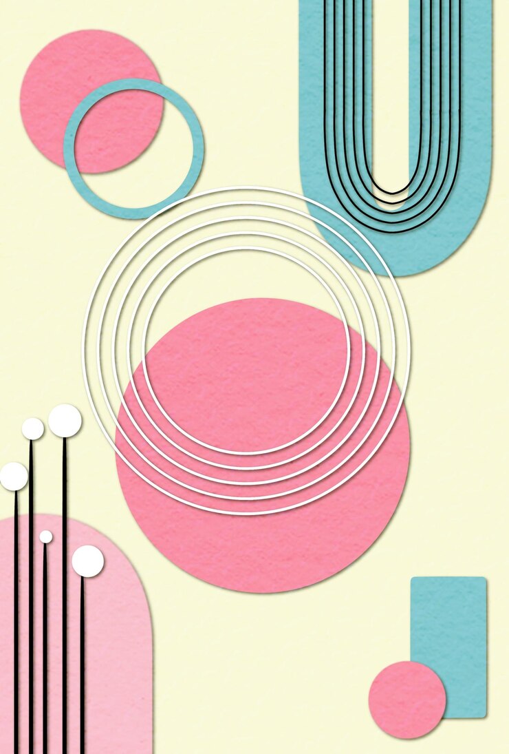 PSD peinture murale avec illustration de formes géométriques abstraites et de lignes à fond jaune pastel