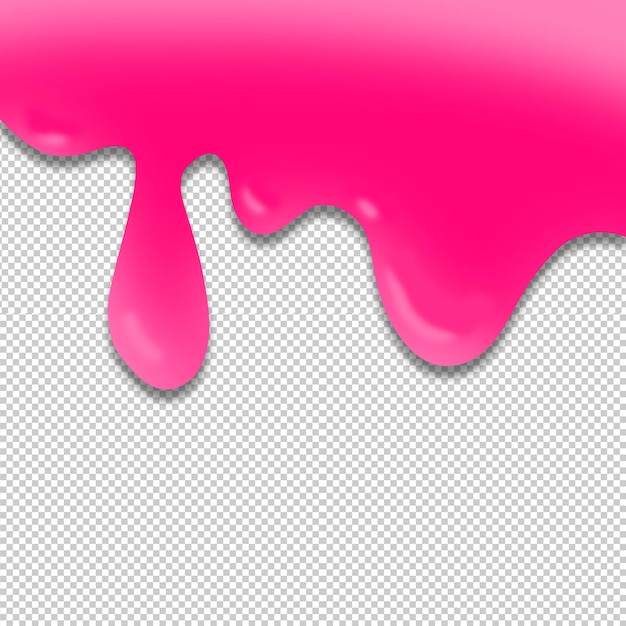 Peinture rose à gouttes sur fond transparent