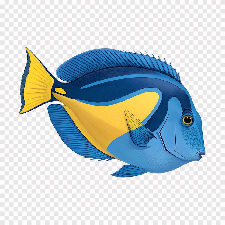 PSD peixe azul isolado em fundo transparente