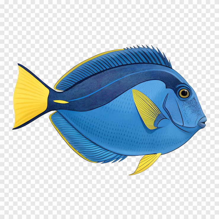 PSD peixe azul isolado em fundo transparente