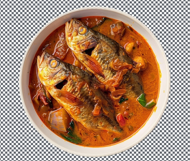 PSD peixe curry de poisson délicieux isolé sur un fond transparent