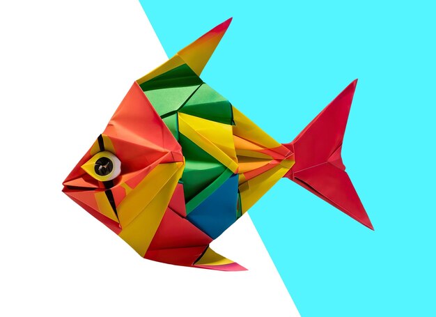 PSD peixe de papel feito na técnica de origami